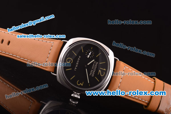 Panerai Radiomir Black Seal PAM00190 Automatic Steel Case with Black Dial and Orange Leather Strap - Click Image to Close