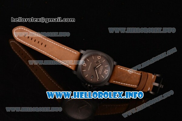 Panerai Luminor Marina 1950 3 Days PAM 386 Clone P.9000 Automatic PVD Case with Brown Dial and Brown Leather Strap - 1:1 Original (SF) - Click Image to Close