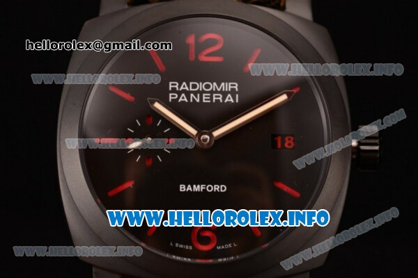 Panerai Radiomir 1940 3 Days Bamford PAM 514 Clone P.9000 Automatic DLC Case with Black Dial and Brown Leather Strap (KW) - Click Image to Close