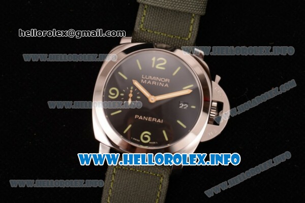 Panerai Luminor Marina 1950 3 Days PAM 392 Clone P.9000 Automatic Steel Case with Black Dial and Army Nylon Strap (KW) - Click Image to Close
