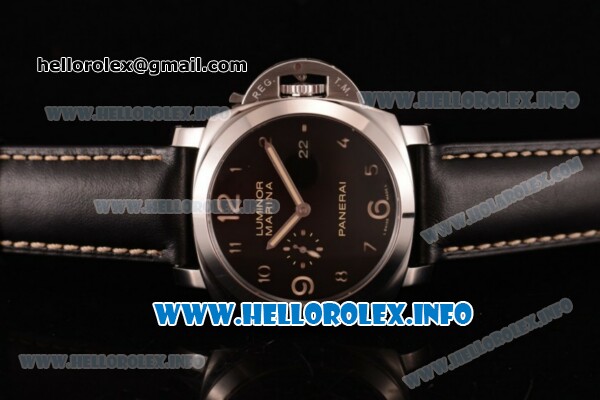 Panerai Luminor Marina 1950 3 Days PAM 359 Clone P.9000 Automatic Steel Case with Black Dial and Black Leather Strap (SF) - Click Image to Close