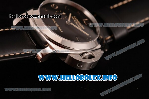 Panerai Luminor Marina 1950 3 Days PAM 359 Clone P.9000 Automatic Steel Case with Black Dial and Black Leather Strap (SF) - Click Image to Close
