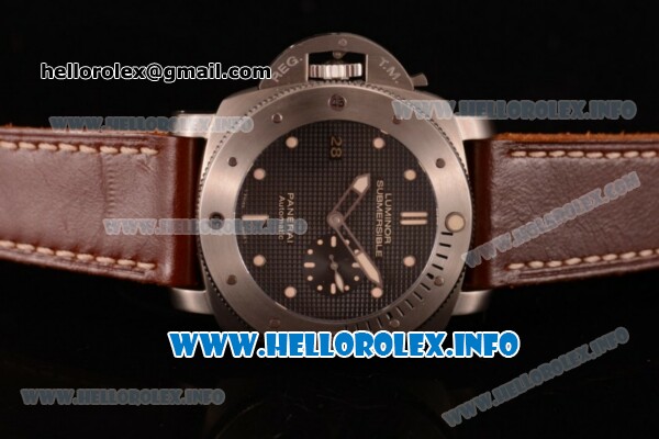 Panerai Luminor Marina 1950 3 Days PAM 569 Clone P.9000 Automatic Titanium Case with Black Dial and Brown Leather Strap - 1:1 Original (SF) - Click Image to Close