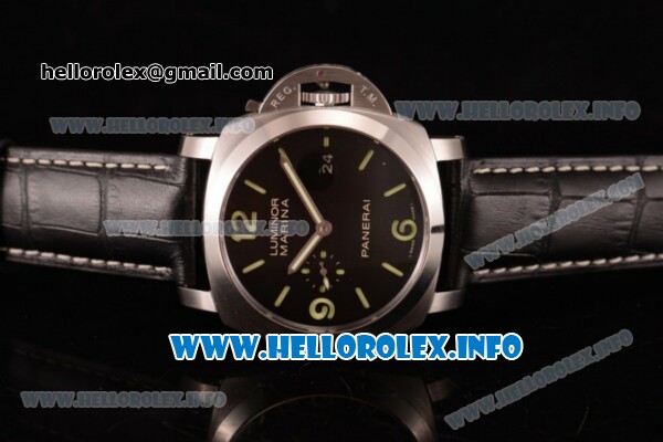 Panerai Luminor Marina 1950 3 Days PAM 392 Clone P.9000 Automatic Steel Case with Black Dial and Black Leather Strap (SF) - Click Image to Close