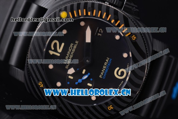 Panerai Luminor Submersible 1950 Carbotech 3 Days Automatic Asia ST25 Automatic PVD Case with Black Dial Dot Markers and Black Rubber Strap - Click Image to Close
