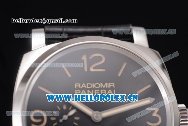 Panerai Radiomir 1940 Clone Panerai P.2002/1 Manual Winding Steel Case with Black Dial and Stick/Arabic Numeral Markers (KW) - Click Image to Close