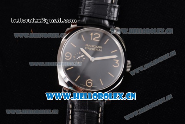 Panerai Radiomir 1940 Clone Panerai P.2002/1 Manual Winding Steel Case with Black Dial and Stick/Arabic Numeral Markers (KW) - Click Image to Close