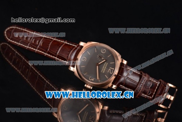 Panerai Radiomir 1940 Clone Panerai P.2002/1 Manual Winding Rose Gold Case with Brown Dial and Stick/Arabic Numeral Markers (KW) - Click Image to Close