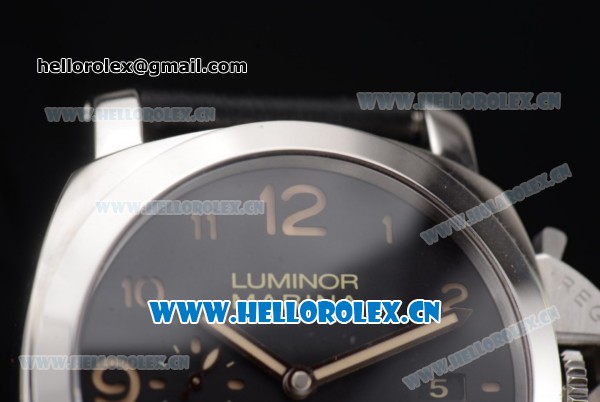 Panerai Luminor Marina 1950 3 Days Clone P.9000 Automatic Steel Case with Black Dial and Arabic Numeral Markers Black Leather Strap (ZF) - Click Image to Close
