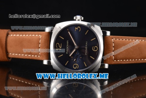 Panerai Radiomir 1940 3 Days Asia ST25 Automatic Steel Case with Black Dial and Brown Leather Strap Stick/Arabic Numeral Markers - Click Image to Close