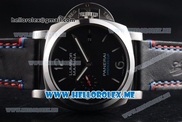 Panerai Luminor Marina Oracle Team USA 8 Days Limited Edition PAM 724 Clone P.9000 Automatic Steel Case with Black Dial and Stick/Arabic Numeral Markers (KW) - Click Image to Close