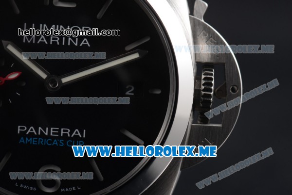 Panerai Luminor Marina Oracle Team USA 8 Days Limited Edition PAM 724 Clone P.9000 Automatic Steel Case with Black Dial and Stick/Arabic Numeral Markers (KW) - Click Image to Close
