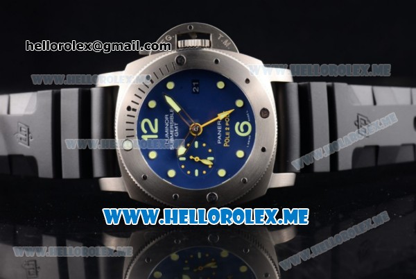 Panerai Luminor Submersible "Pole2Pole" PAM 719 Clone P.9000 Automatic Steel Case with Blue Dial and Black Rubber Strap (KW) - Click Image to Close