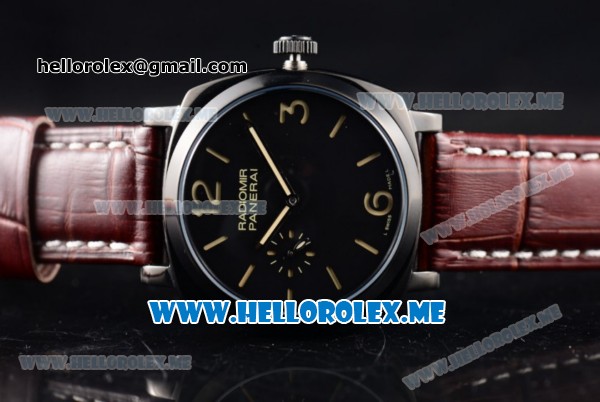 Panerai Radiomir 1940 3 Days PAM00532 Asia ST25 Automatic PVD Case with Black Dial and Brown Leather Strap Stick/Arabic Numeral Markers - Click Image to Close