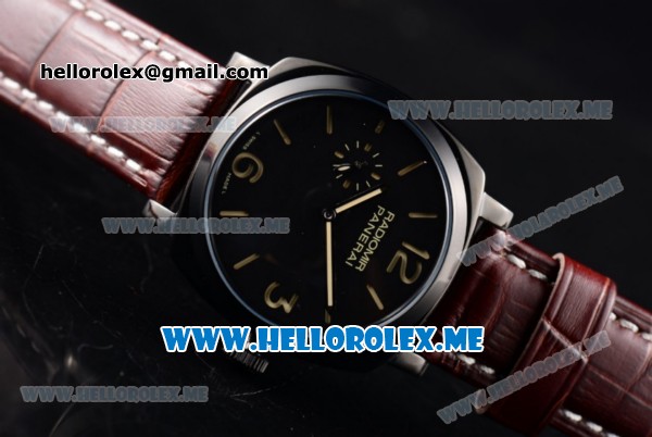 Panerai Radiomir 1940 3 Days PAM00532 Asia ST25 Automatic PVD Case with Black Dial and Brown Leather Strap Stick/Arabic Numeral Markers - Click Image to Close