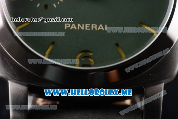 Panerai Luminor Marina 1950 3 Days PAM 033 Asia ST25 Automatic Steel Case with Green Dial and Grey Leather Strap Stick/Arabic Numeral Markers - Click Image to Close