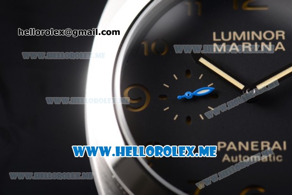 Panerai Luminor Marina 1950 3 Days PAM 312 Asia ST25 Automatic Steel Case with Black Dial and Black Leather Strap Stick/Arabic Numeral Markers - Click Image to Close