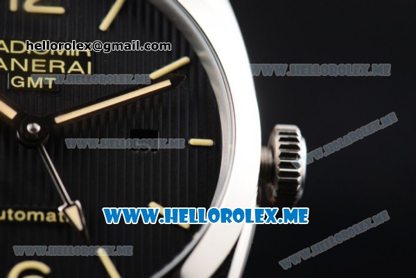 Panerai Radiomir 1940 3 Days GMT Automatic PAM00627 Asia ST25 Automatic Steel Case with Black Dial and Brown Leather Strap Stick/Arabic Numeral Markers - Click Image to Close