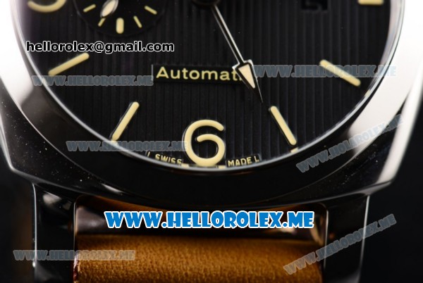 Panerai Radiomir 1940 3 Days GMT Automatic PAM00627 Asia ST25 Automatic Steel Case with Black Dial and Brown Leather Strap Stick/Arabic Numeral Markers - Click Image to Close