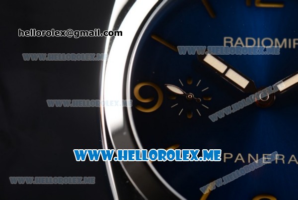 Panerai Radiomir 1940 3 Days PAM690 Asia Manual Winding Steel Case with Blue Dial and Brown Leather Strap Stick/Arabic Numeral Markers - Click Image to Close