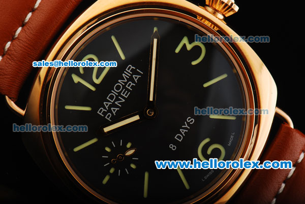 Panerai Radiomir 8 Days Pam 197 Manual Winding Movement Rose Gold Case with Navy Dial and Leather Strap - Click Image to Close