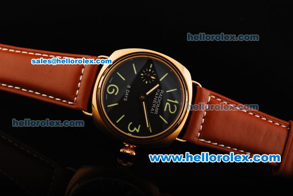 Panerai Radiomir 8 Days Pam 197 Manual Winding Movement Rose Gold Case with Navy Dial and Leather Strap - Click Image to Close