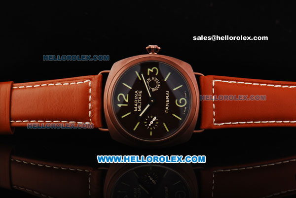 Panerai Marina Militare Manual Winding Movement Brown PVD Case with Black Dial and Green Markers - Click Image to Close