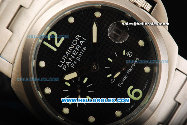 Panerai PAM 222 Luminor Regatta Power Reserve Automatic Movement Full Steel with Black Dial and Dot Markers - Click Image to Close