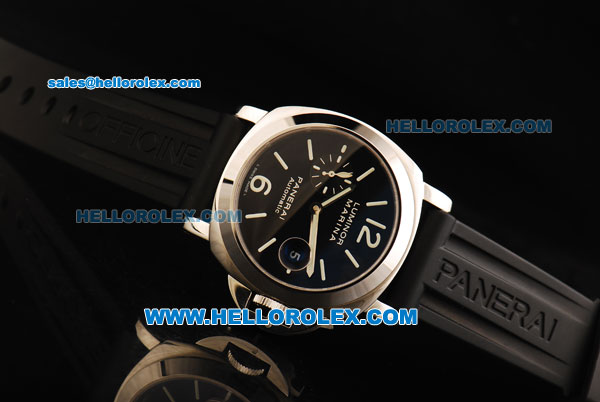 Panerai Luminor Marina Pam 104 Swiss Valjoux 7750 Automatic Movement Steel Case with Black Dial and Black Rubber Strap-1:1 Original - Click Image to Close