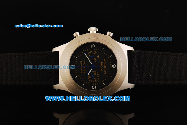 Panerai Radiomir Mare Nostrum Chronograph Swiss Valjoux 7750 Manual Winding Movement Steel Case with Black Dial and Black Strap - Click Image to Close