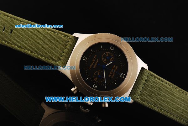 Panerai Radiomir Mare Nostrum Chronograph Swiss Valjoux 7750 Manual Winding Movement Steel Case with Black Dial and Green Strap - Click Image to Close