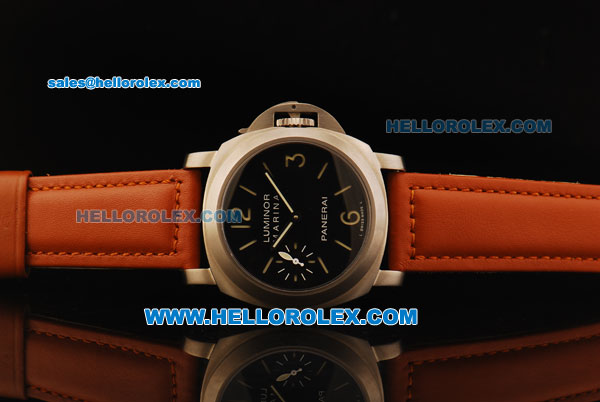 Panerai Luminor Marina Pam 005 Swiss ETA 6497 Manual Winding Movement Steel Case with Black Dial and Leather Strap - Click Image to Close