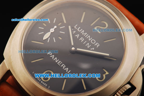 Panerai Luminor Marina Pam 005 Swiss ETA 6497 Manual Winding Movement Steel Case with Black Dial and Leather Strap - Click Image to Close