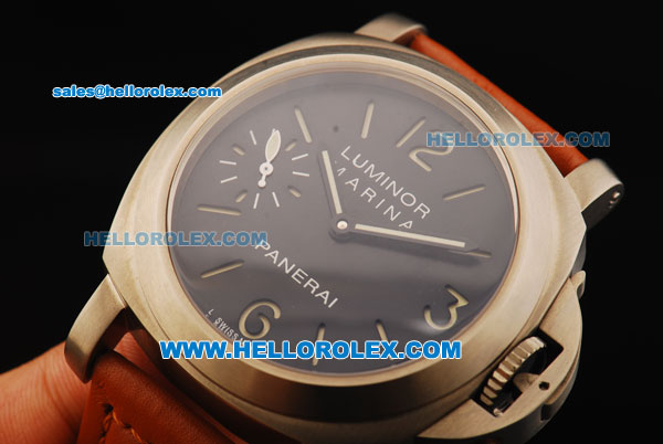 Panerai Luminor Marina Pam 005 Swiss ETA 6497 Manual Winding Movement Steel Case with Black Dial and Leather Strap - Click Image to Close