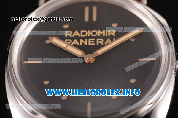 Panerai Panerai Radiomir S.L.C. 3 Days PAM 425 Clone P.3000 Manual Winding Steel Case with Black Dial and Brown Leather Strap (ZF) - Click Image to Close