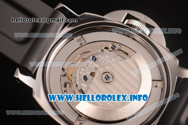 Panerai Luminor Submersible Automatic Acciaio PAM 024 Swiss Valjoux 7750 Automatic Steel Case with Black Dial and Rubber Strap - Dot/Arabic Numeral Markers (KW) - Click Image to Close