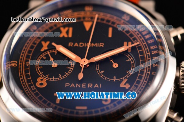 Panerai Radiomir 1940 Chronograph Bianco PAM 521 Asia Automatic Steel Case with Black Dial and Roman Numeral Markers - Click Image to Close