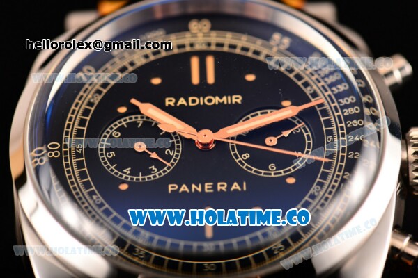 Panerai Radiomir 1940 Chronograph ORO Branco PAM 520 Asia Automatic Steel Case with Black Dial and Dot Markers - Click Image to Close