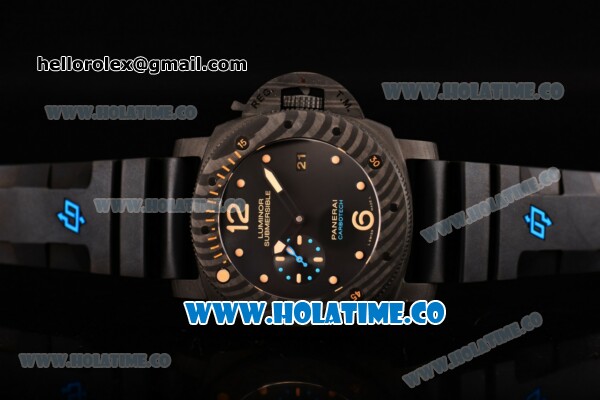 Panerai PAM 616 Luminor Submersible 1950 Carbotech – 3 Days Automatic Clone Panerai P.9000 Automatic Real Carbon Fiber Case with Black Dial and Dot Markers - Click Image to Close