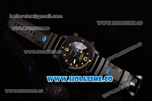Panerai PAM 618 Luminor Submersible Flyback Asia Automatic Titanium Case with Yellow Dot Markers and Black Dial - Click Image to Close