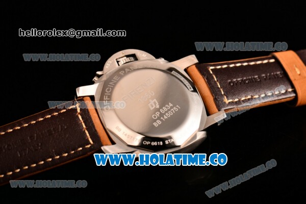 Panerai PAM 624 Luminor 1860 Asia Automatic Steel Case with White Dial and Brown Leather Strap - Click Image to Close