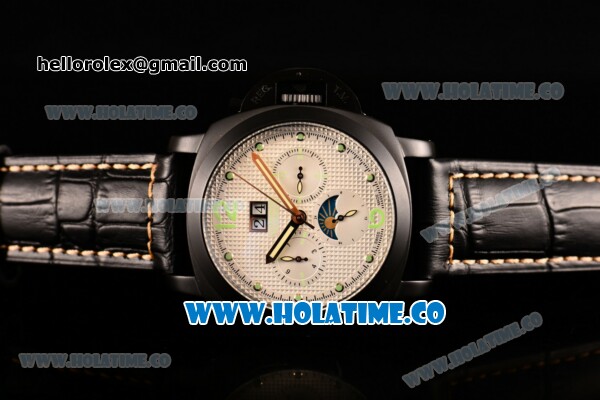 Panerai PAM 596 Luminor Vintage Moon Phase Asia Automatic PVD Case with White Dial and Dot Markers - Click Image to Close