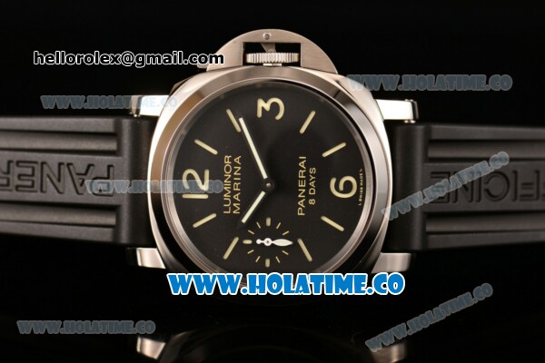 Panerai PAM 510 Luminor Marina 8 Days Acciaio Clone P.5000 Manual Winding Steel Case with Black Dial and Stick/Arabic Numeral Markers (ZF) - Click Image to Close