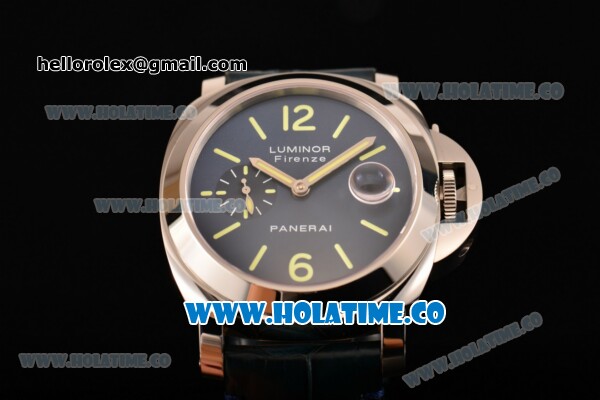 Panerai Luminor Marina Boutique Editions PAM 229 Swiss Valjoux 7750 Automatic Steel Case with Blue Dial and Green Stick/Arabic Numeral Markers (H) - Click Image to Close