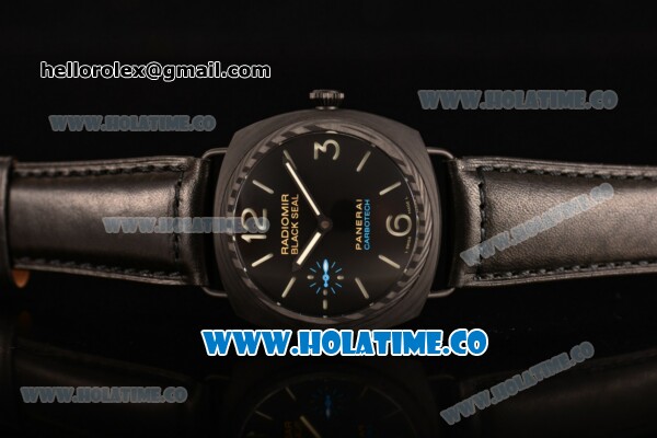 Panerai Radiomir Black Seal Swiss ETA 6497 Manual Winding Real Carbon Fiber Case with Black Dial and Stick/Arabic Numeral Markers - 1:1 Original - Click Image to Close