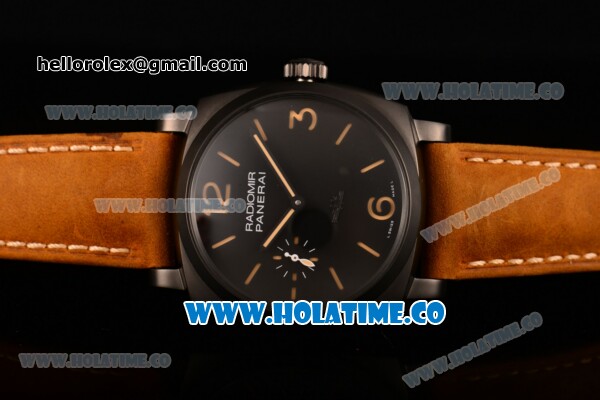 Panerai Radiomir 1940 3 Days Paneristi Forever PAM 532 Swiss ETA 6497 Manual Winding Carbon Fiber Case with Stick/Arabic Numeral Markers and Brown Leather Strap (ZF) - Click Image to Close