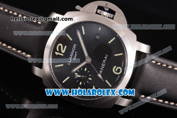 Panerai PAM 535 Luminor 1950 3 Days GMT Asia Automatic Steel Case with Black Dial and Green Stick/Arabic Numeral Markers - Click Image to Close