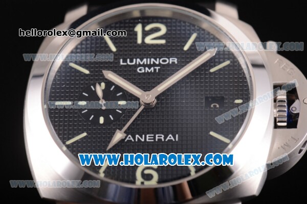 Panerai PAM 535 Luminor 1950 3 Days GMT Asia Automatic Steel Case with Black Dial and Green Stick/Arabic Numeral Markers - Click Image to Close