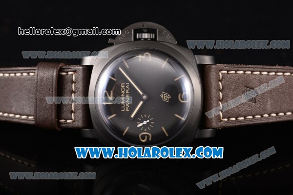 Panerai PAM 617 Luminor 1950 3 Days Swiss ETA 6497 Manual Winding DLC Case with Black Dial and Stick/Arabic Numeral Markers - 1:1 Original (KW) - Click Image to Close