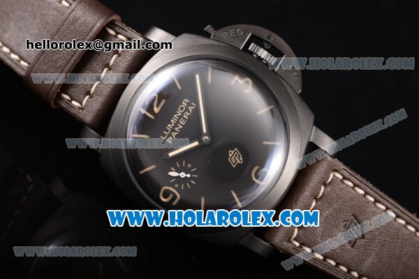 Panerai PAM 617 Luminor 1950 3 Days Swiss ETA 6497 Manual Winding DLC Case with Black Dial and Stick/Arabic Numeral Markers - 1:1 Original (KW) - Click Image to Close